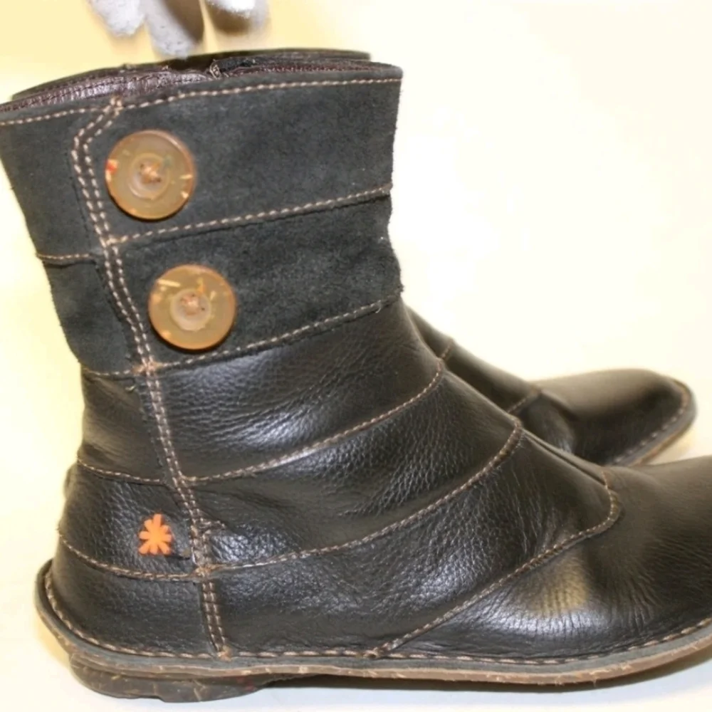 The Art Company Black Leather Ankle Boots Made In Spain Sz 38 - Picture 5 of 7